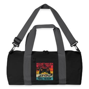 Reichet mir den Controller | Der König Will Zocken - Recycelte Duffel Bag - Schwarz/Graphitgrau - Vorne