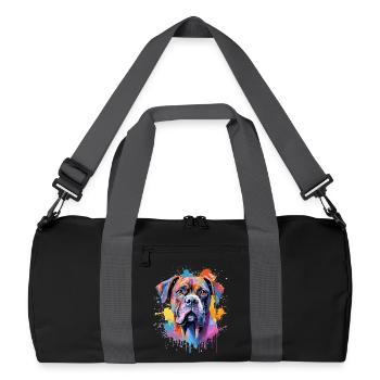 Chien boxer coloré à l’art éclaboussé - Sac de sport recyclé - noir/gris graphite - Devant