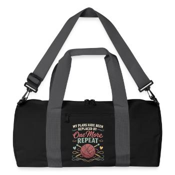 Un autre rapport | Humour tricotant - Sac de sport recyclé - noir/gris graphite - Devant