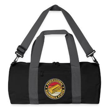 Funny Harmonica Player Professional Harmonica - Recycelte Duffel Bag - Schwarz/Graphitgrau - Vorne