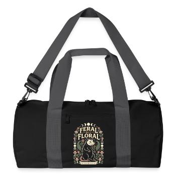 Feral But Floral Opossum Design - Recycelte Duffel Bag - Schwarz/Graphitgrau - Vorne