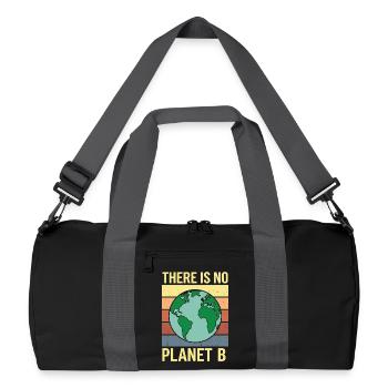 There Is No Planet B Shirt Retro Umwelt - Recycelte Duffel Bag - Schwarz/Graphitgrau - Vorne
