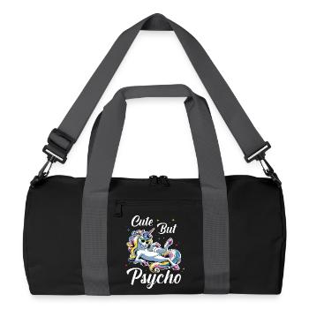 Niedliches Psycho Einhorn - Recycelte Duffel Bag - Schwarz/Graphitgrau - Vorne