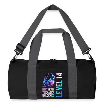 14. Geburtstag Junge Mädchen Teenager Level 14 - Recycelte Duffel Bag - Schwarz/Graphitgrau - Vorne