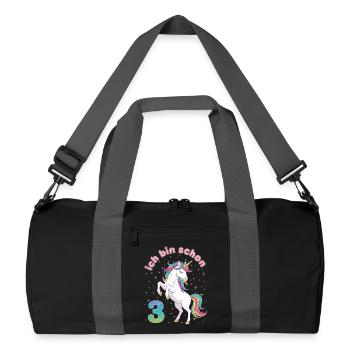 3e anniversaire Fille Licorne, j’ai déjà 3 ans - Sac de sport recyclé - noir/gris graphite - Devant
