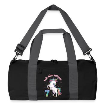 7e anniversaire Fille licorne, j’ai déjà 7 ans - Sac de sport recyclé - noir/gris graphite - Devant