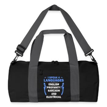 Ich spreche 4 Sprachen Tee - Recycelte Duffel Bag - Schwarz/Graphitgrau - Vorne