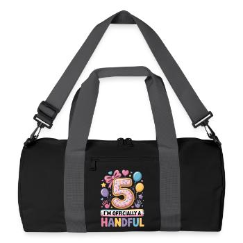 5. Geburtstag Handvoll Spaß - Recycelte Duffel Bag - Schwarz/Graphitgrau - Vorne