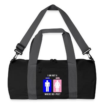 Non-Binary Where Do I Pee Gender Identity Graphic - Recycelte Duffel Bag - Schwarz/Graphitgrau - Vorne