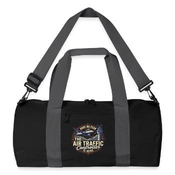 Air Traffic Controller Flugzeug Tower Spruch - Recycelte Duffel Bag - Schwarz/Graphitgrau - Vorne