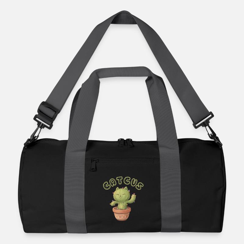 Kawaii Cactus Cat Recycled Duffel Bag