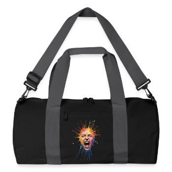 Explosive Farbexplosion Gesicht Ausdrücken - Recycelte Duffel Bag - Schwarz/Graphitgrau - Vorne