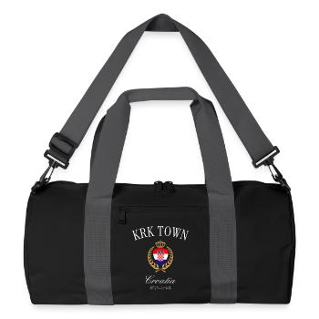 Krk Kroatien Wappen Krone – Reise Souvenir - Recycelte Duffel Bag - Schwarz/Graphitgrau - Vorne