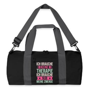 Gartenzwerg Brauche Keine Therapie Nur Zwerge - Recycelte Duffel Bag - Schwarz/Graphitgrau - Vorne