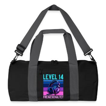 14. Geburtstag Junge Mädchen Gaming Level 14 Jahre - Recycelte Duffel Bag - Schwarz/Graphitgrau - Vorne