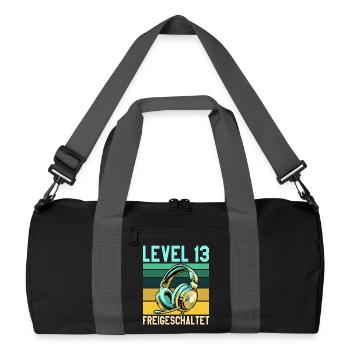 13. Geburtstag Junge Mädchen Gaming Level 13 Jahre - Recycelte Duffel Bag - Schwarz/Graphitgrau - Vorne