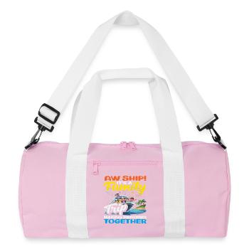 Aw Ship Family Trip Making Memories Lustig - Recycelte Duffel Bag - Rosa/Weiß - Vorne