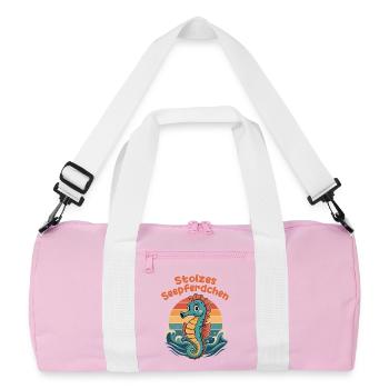 Stolzes Seepferdchen Schwimmen Retro Design - Recycelte Duffel Bag - Rosa/Weiß - Vorne