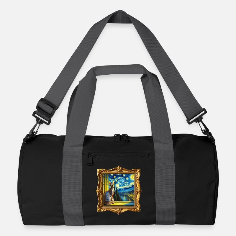 Sphynx Cat Starry Night Recycled Duffel Bag