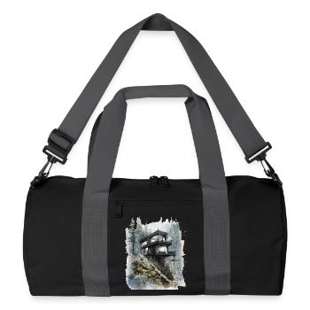 Forest Glass Cabin on Cliff - Recycled Duffel Bag - black/graphite grey - Front