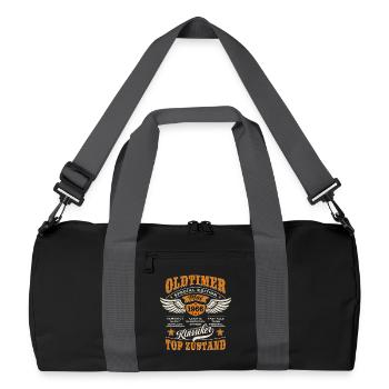 Oldtimer Mai 1966 - Geburtstag - Geschenk - Recycelte Duffel Bag - Schwarz/Graphitgrau - Vorne