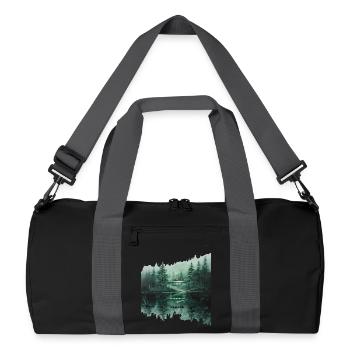 NACH HAUSE KOMMEN – Futuristisches UFO-Waldschutzgebiet - Recycelte Duffel Bag - Schwarz/Graphitgrau - Vorne