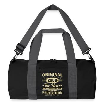 2008 Vintage-Geburtstagsgeschenk - Recycelte Duffel Bag - Schwarz/Graphitgrau - Vorne