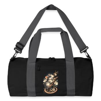Rat de couleur Rat fantaisie Rat de la grande souris Rat domestique - Sac de sport recyclé - noir/gris graphite - Devant