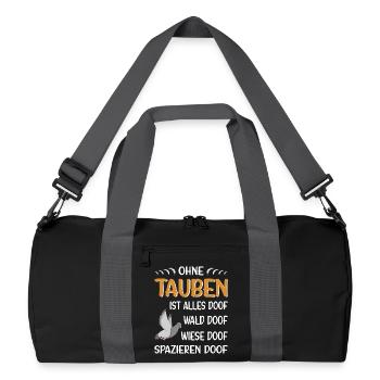 Taubenzüchter Taube Taubenzucht Spruch Brieftaube - Recycelte Duffel Bag - Schwarz/Graphitgrau - Vorne