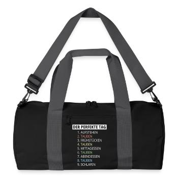 Taubenzüchter Spruch Lustig Taubenflüsterer - Recycelte Duffel Bag - Schwarz/Graphitgrau - Vorne