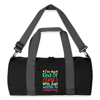 Fille d’appréciation du bénévolat veut juste du bénévolat - Sac de sport recyclé - noir/gris graphite - Devant