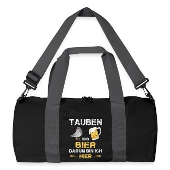 Taubenzüchter Taube Taubenzucht Spruch Brieftaube - Recycelte Duffel Bag - Schwarz/Graphitgrau - Vorne