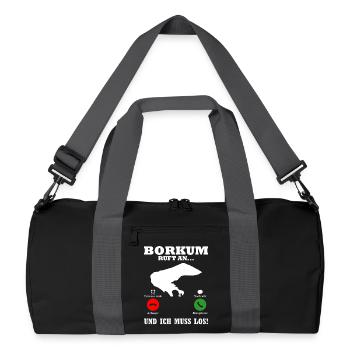 Borkumer Insel BORKUM RUFT Lustiges - Recycelte Duffel Bag - Schwarz/Graphitgrau - Vorne