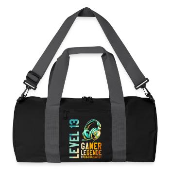 13. Geburtstag Junge Mädchen Gaming Level 13 Jahre - Recycelte Duffel Bag - Schwarz/Graphitgrau - Vorne