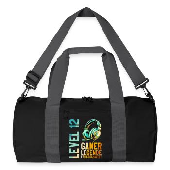 12. Geburtstag Junge Mädchen Gaming Level 12 Jahre - Recycelte Duffel Bag - Schwarz/Graphitgrau - Vorne