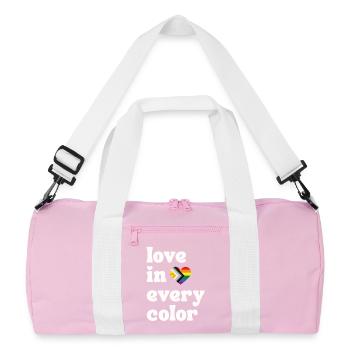 Love in every Color Pride LGBTQIA Regenbogen Herz - Recycelte Duffel Bag - Rosa/Weiß - Vorne