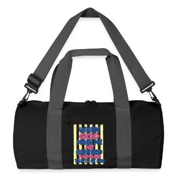 God laughed: You're going to have fun - Recycled Duffel Bag - black/graphite grey - Front