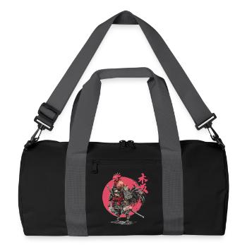 Rooster Samurai Armor Illustration - Recycled Duffel Bag - black/graphite grey - Front