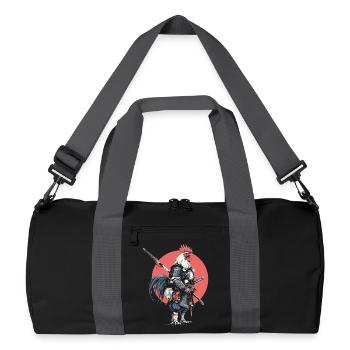 Hahn-Samurai in Rüstung - Recycelte Duffel Bag - Schwarz/Graphitgrau - Vorne