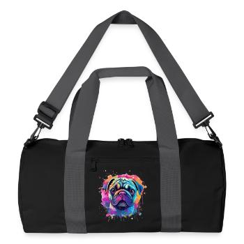 Vibrant Pug Splash Portrait - Recycled Duffel Bag - black/graphite grey - Front
