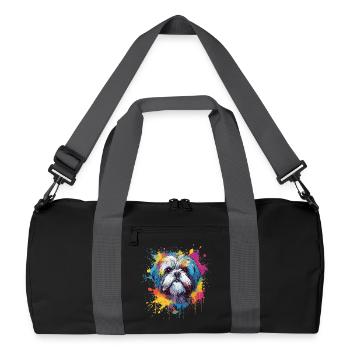 Shih Tzu Dog Colorful Splash Art - Recycled Duffel Bag - black/graphite grey - Front