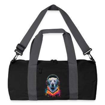 Golden Retriever avec des écouteurs - Sac de sport recyclé - noir/gris graphite - Devant