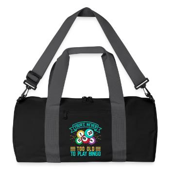 Bingo Game Never Too Old To Play Bingo - Recycelte Duffel Bag - Schwarz/Graphitgrau - Vorne