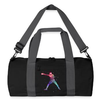 Boxer Boxen Weltraum Kinder Männer Jungen - Recycelte Duffel Bag - Schwarz/Graphitgrau - Vorne