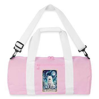 Samoyeds under the Northern Lights - Recycled Duffel Bag - pink/white - Front