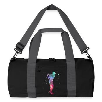 Golf Golfer Weltraum Herren Kinder Golfspieler - Recycelte Duffel Bag - Schwarz/Graphitgrau - Vorne
