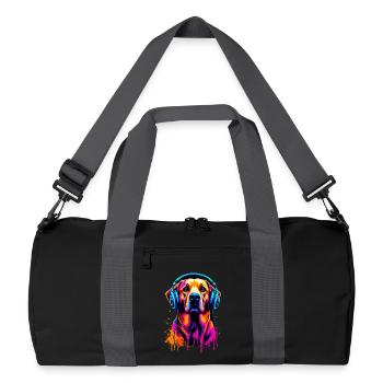 Golden Retriever avec des écouteurs - Sac de sport recyclé - noir/gris graphite - Devant