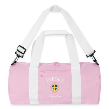 Uppsala Schweden Wappen Krone – Reise Souvenir - Recycelte Duffel Bag - Rosa/Weiß - Vorne