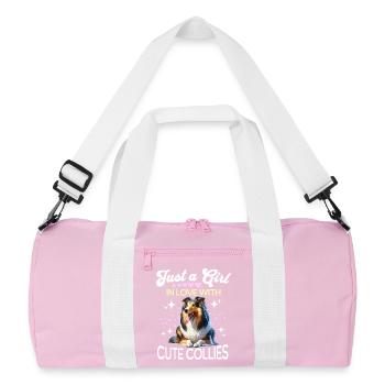 Collie aux cheveux longs - Sac de sport recyclé - rose/blanc - Devant