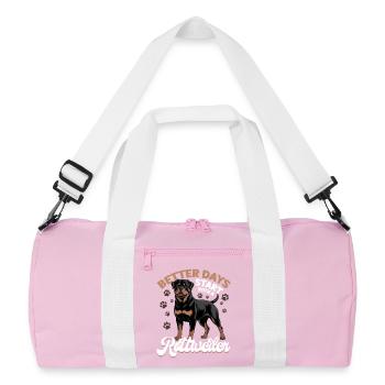 Rottweiler Rottie Dog Breed - Recycled Duffel Bag - pink/white - Front